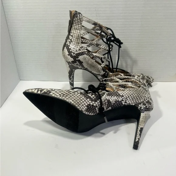 Material Girl Black and White Snakeskin Heels - Picture 5 of 7